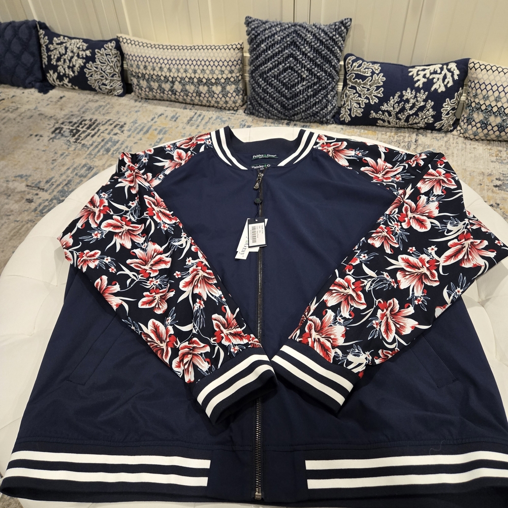 Paisley & Gray Navy Floral Bomber Jacket XXL NWT